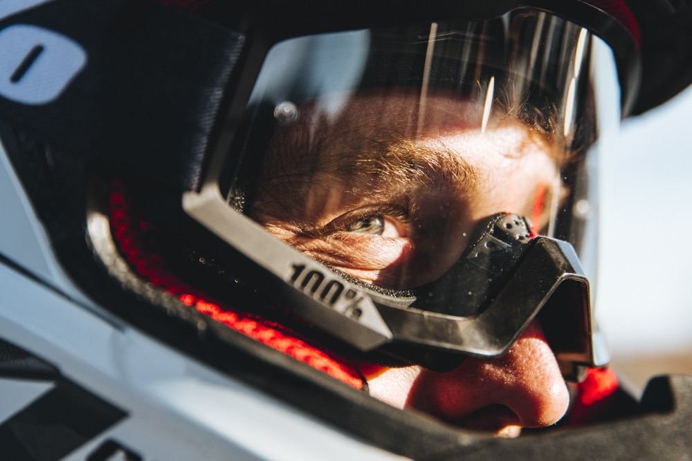 Man with helmet and goggles