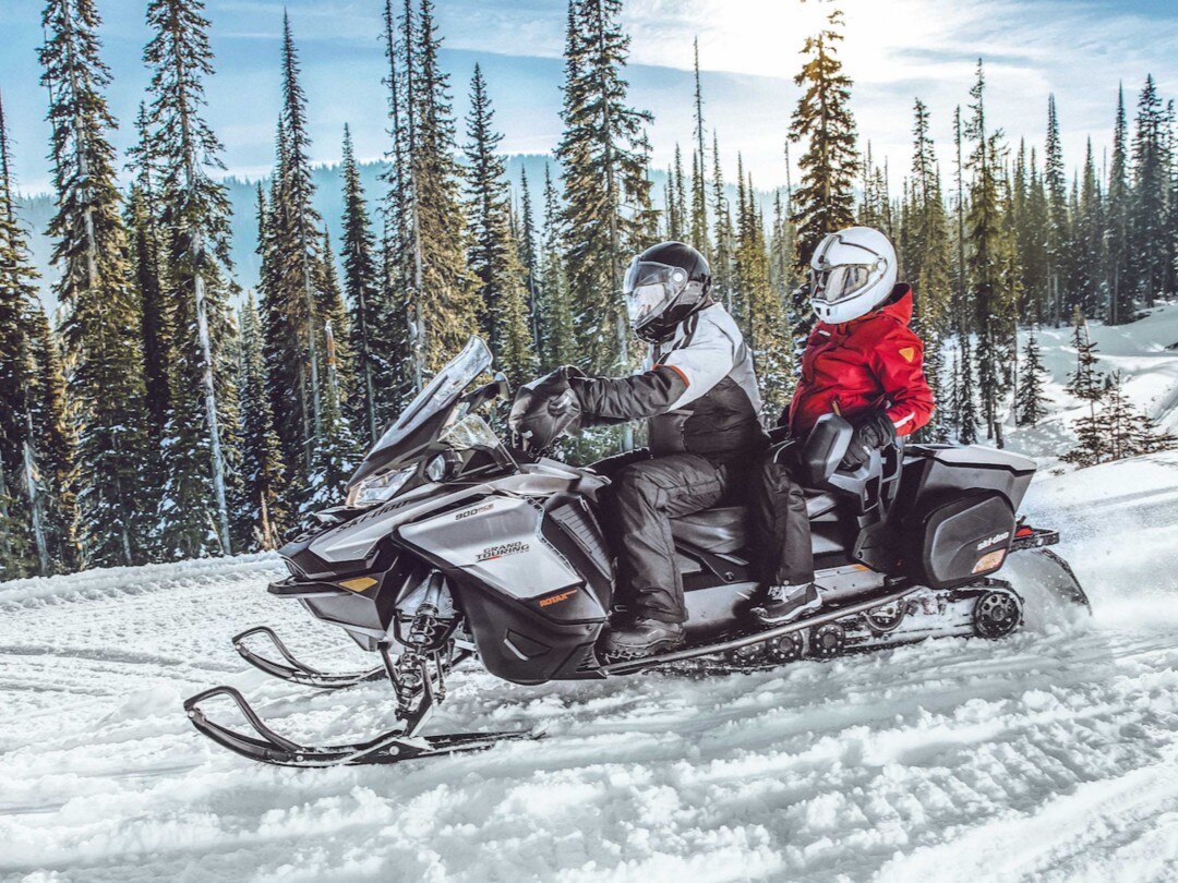 Ski-Doo to a frozen waterfall in Panorama, BC 