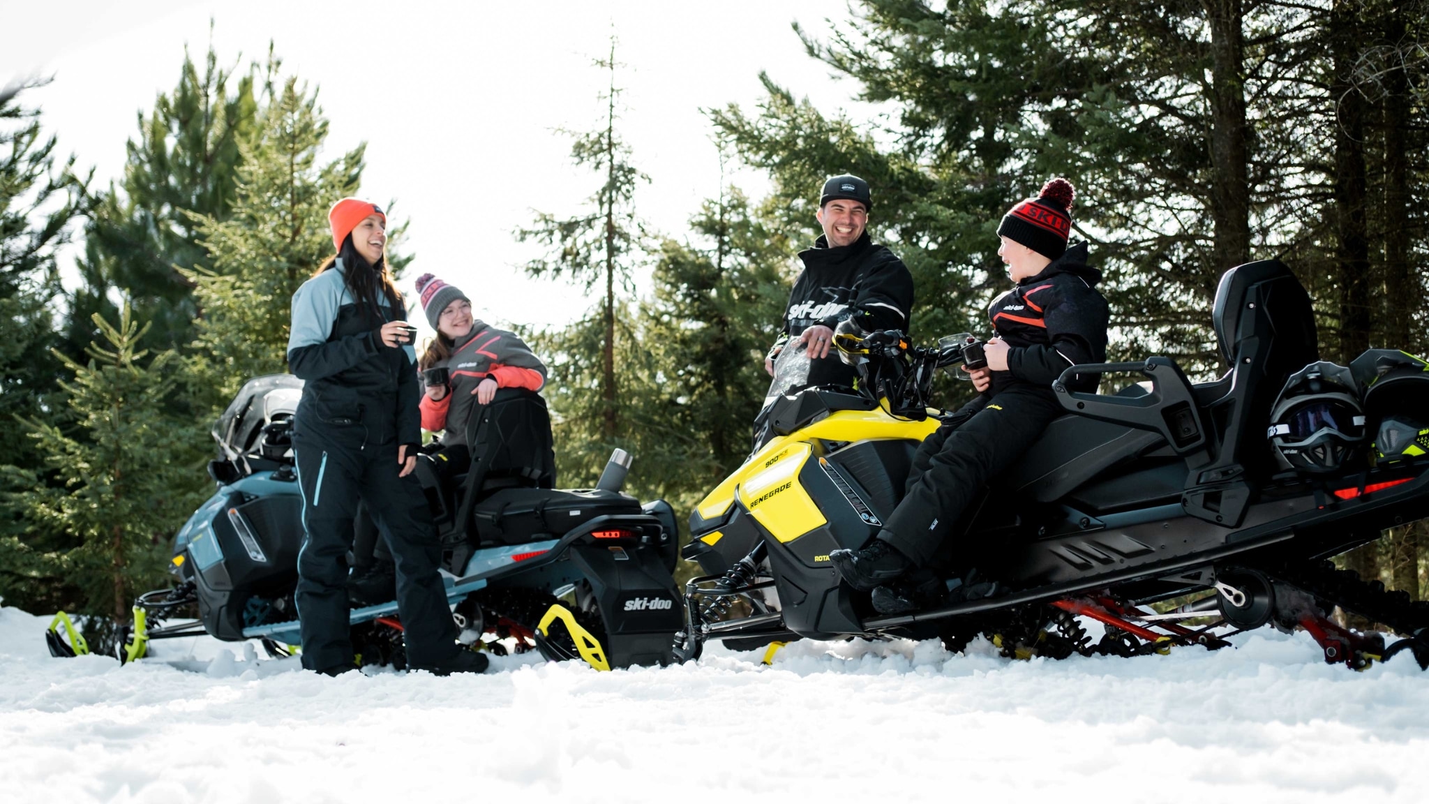 family of ski-doo riders