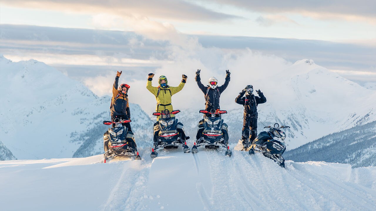 Group of friends on ski-doo 