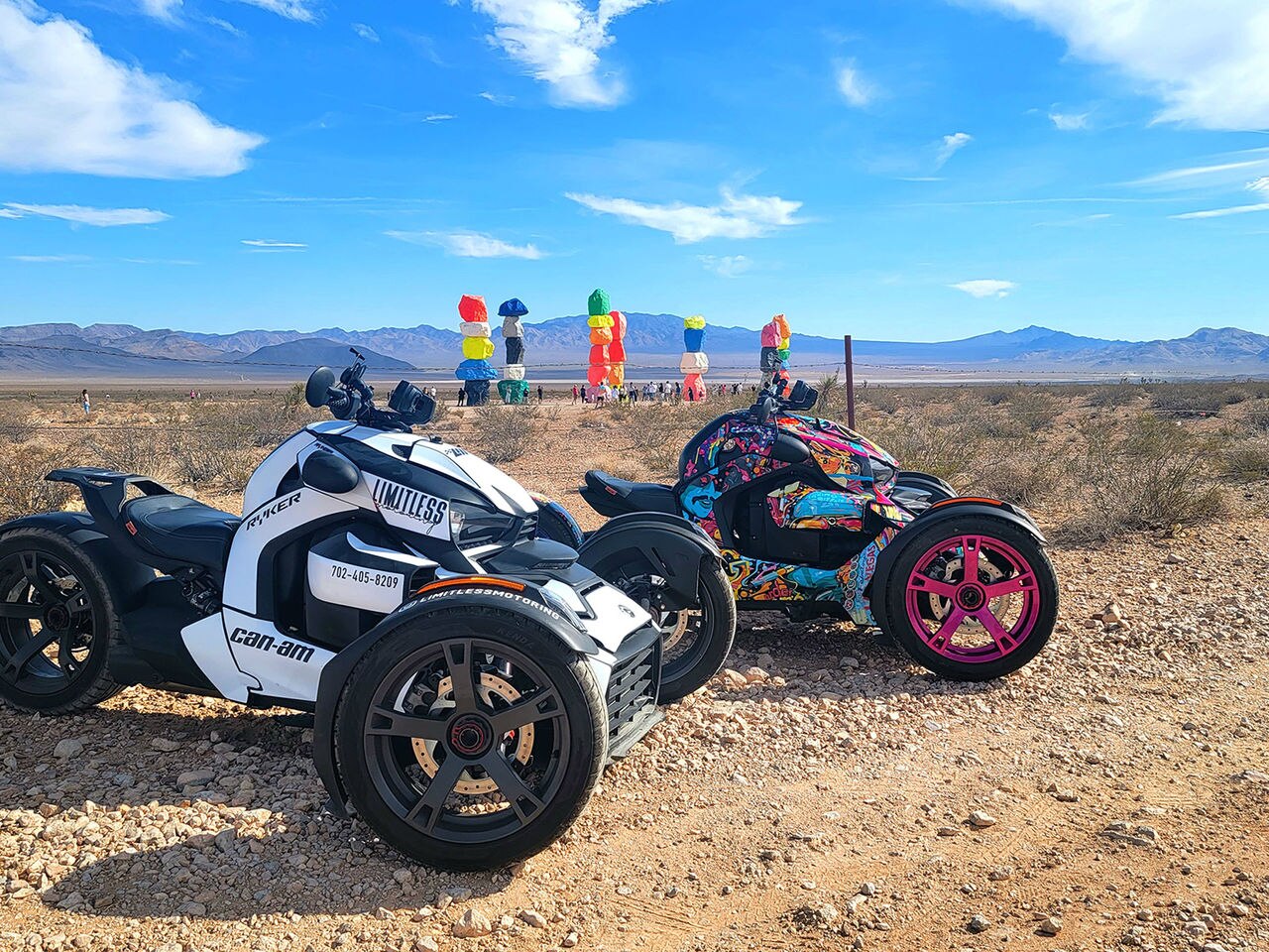 two Can-Am Rykers in the desert