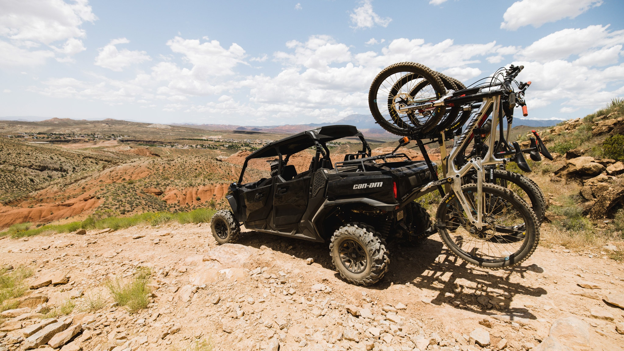 mountain bikes on back of a Can-Am