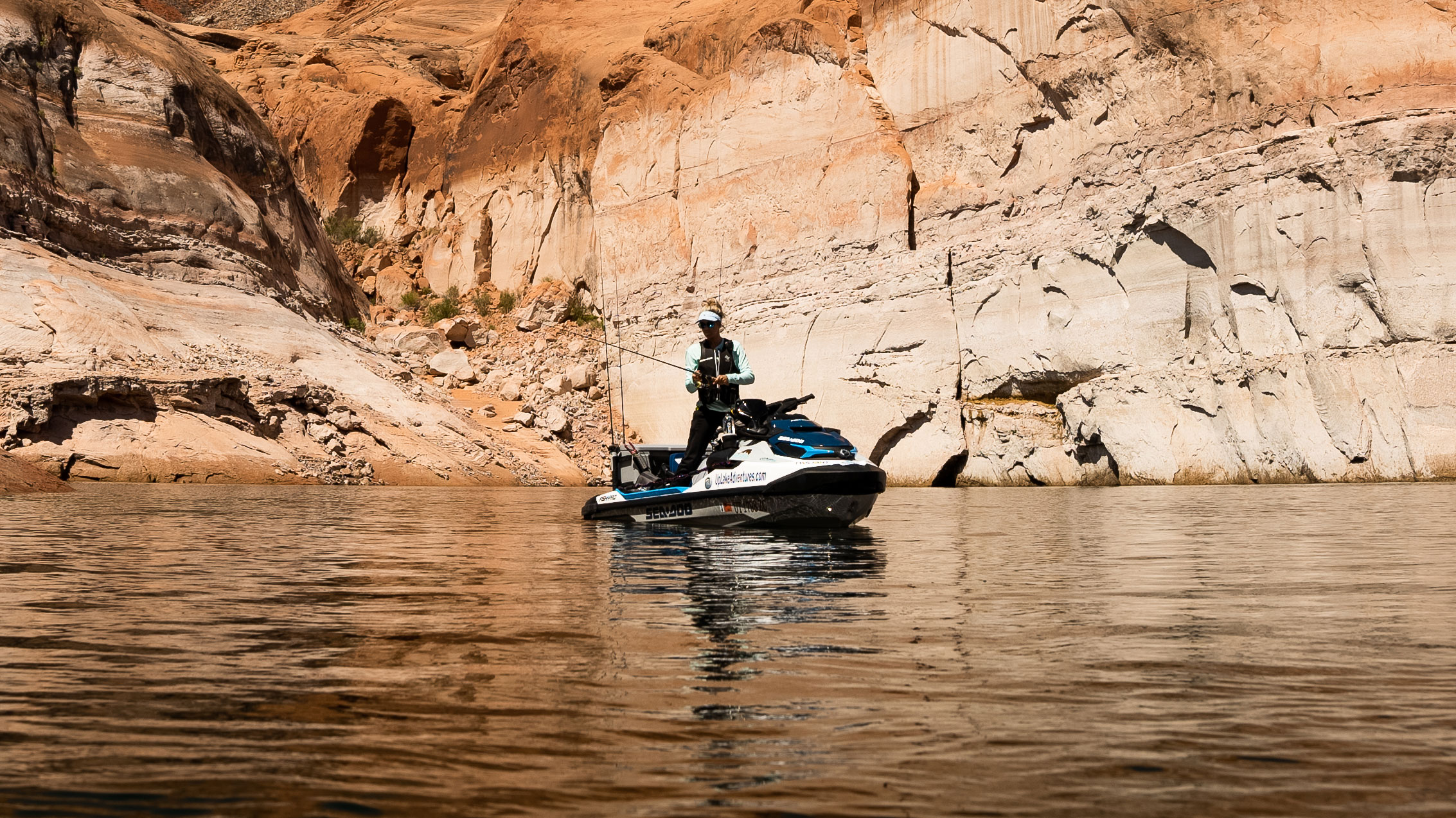 Sea-Doo Ambassador Bri Andrassi fishing on Lake Powell on a FishPro