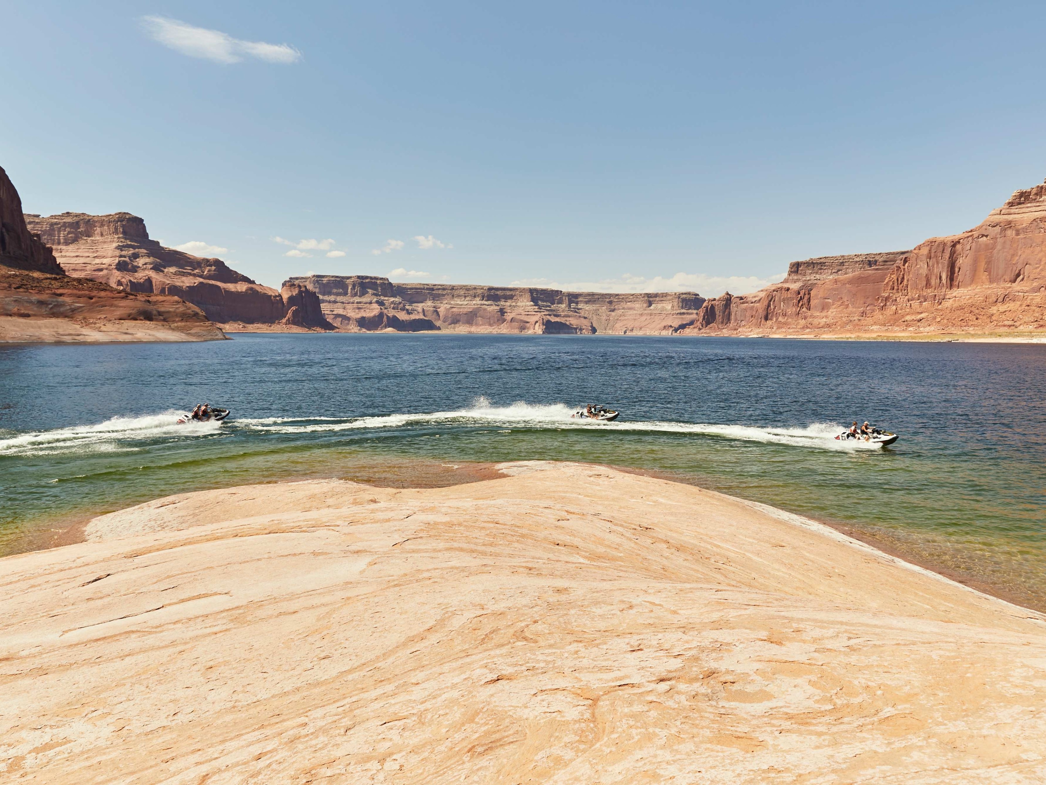 3 Sea-Doo in Lake Powell with Canyon view