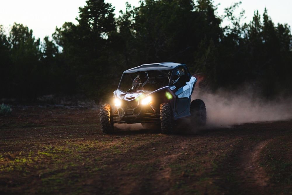 Maverick X3 sunset in the woods