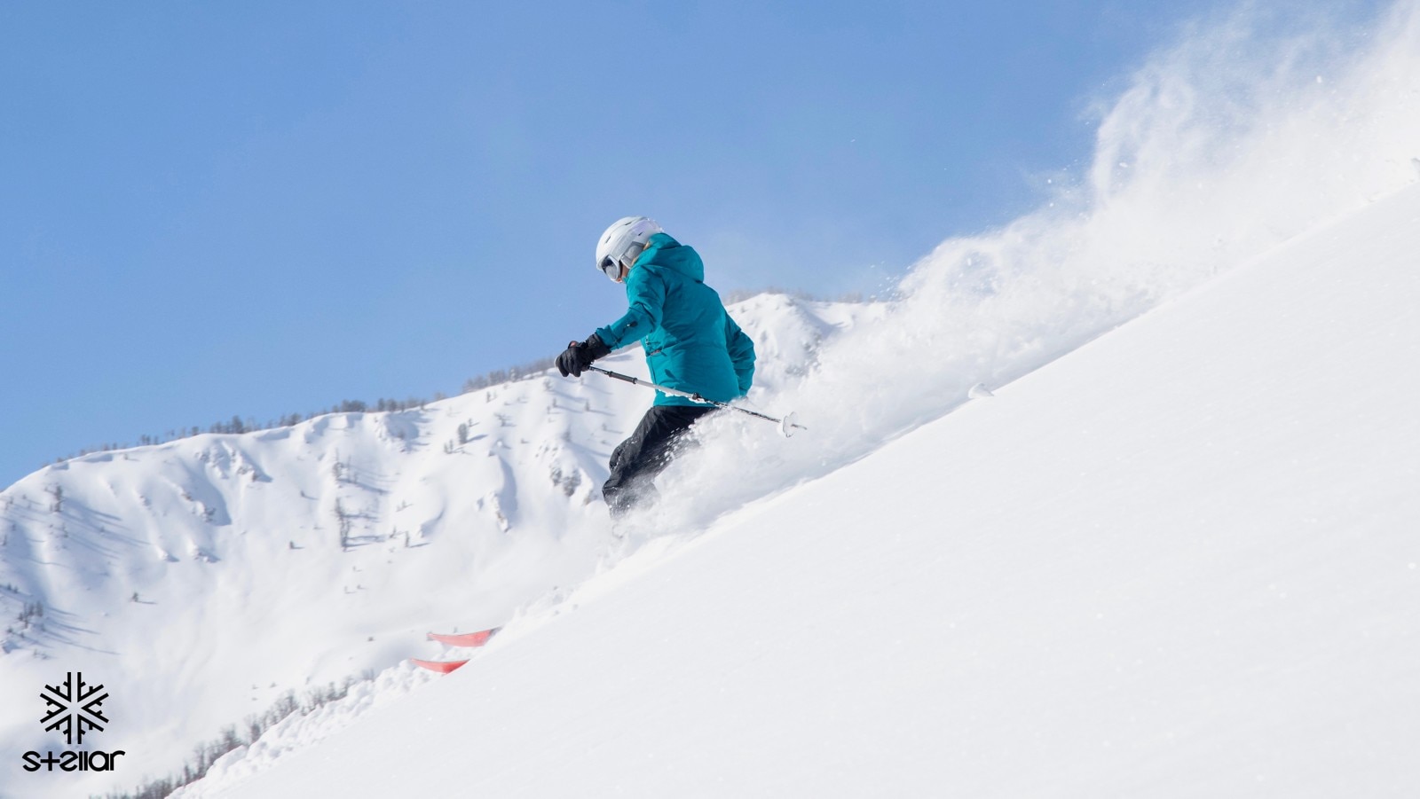 Woman skiing fresh snow