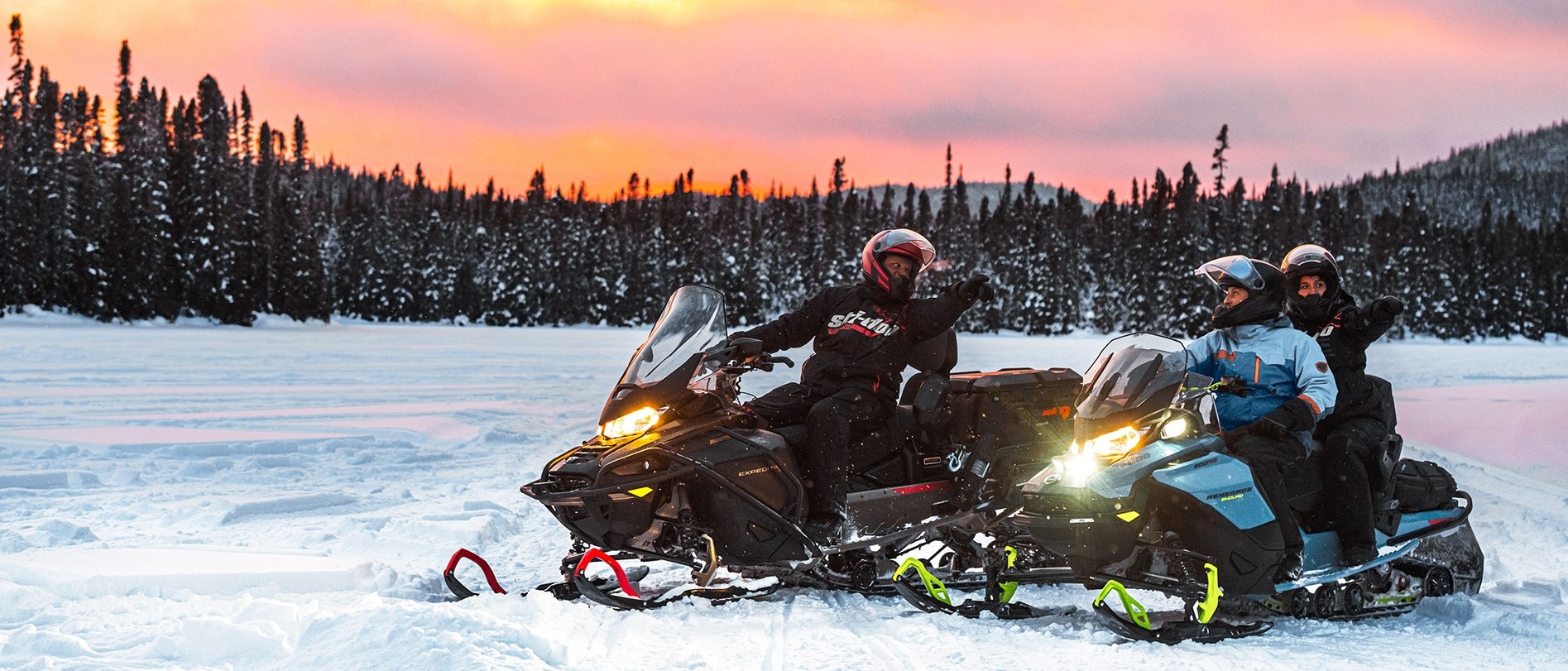 Riders exchanging words on their Ski-Doo