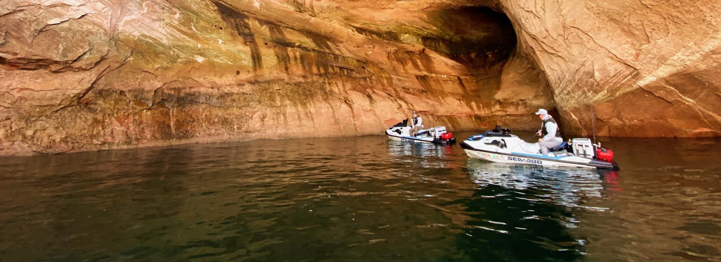 Two fishers on their Sea-Doo Fish-Pro on Lake Powell