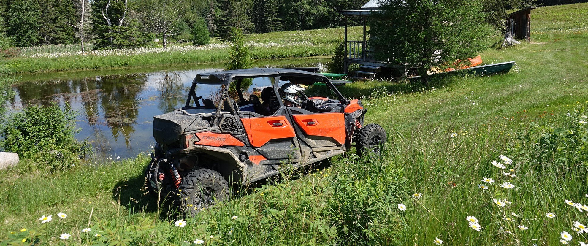 A SSV vehicle riding near a swamp